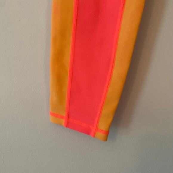 Wilo The Label Women's size Small Pink Orange Ribbed High Rise Leggings Tights - Picture 4 of 11